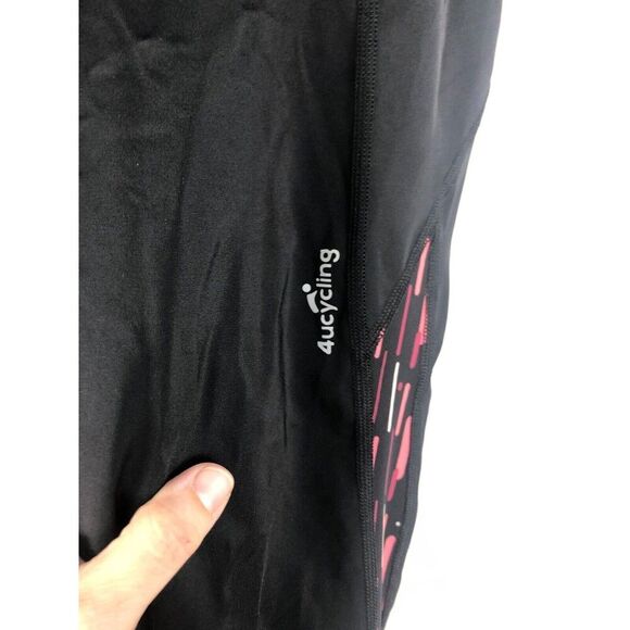 NWT 4ucycling Sz XL Women's Padded Cycling Pants Black Reflective Pink Detail - Picture 3 of 12